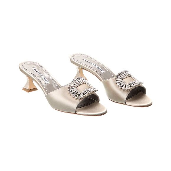 Manolo Blahnik Laalita 50 Satin Sandal (Authentic Pre-Loved), Grey - Picture 1 of 5